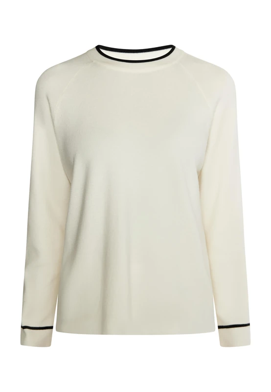 ALZETTE Women's Knitted Jumper, Wool White Black, M/L