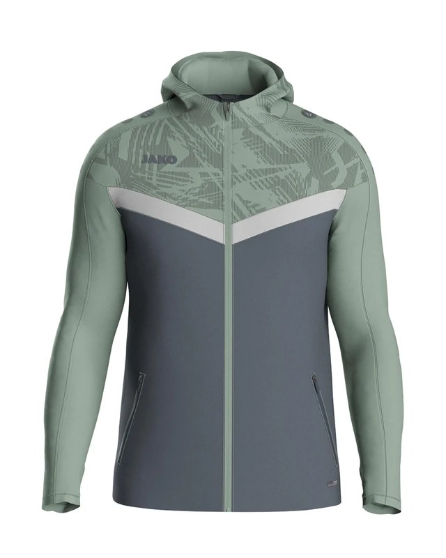 JAKO Men's Iconic Hooded Jacket, Anthra Light/Mint Green/Soft Grey, XXX-Large
