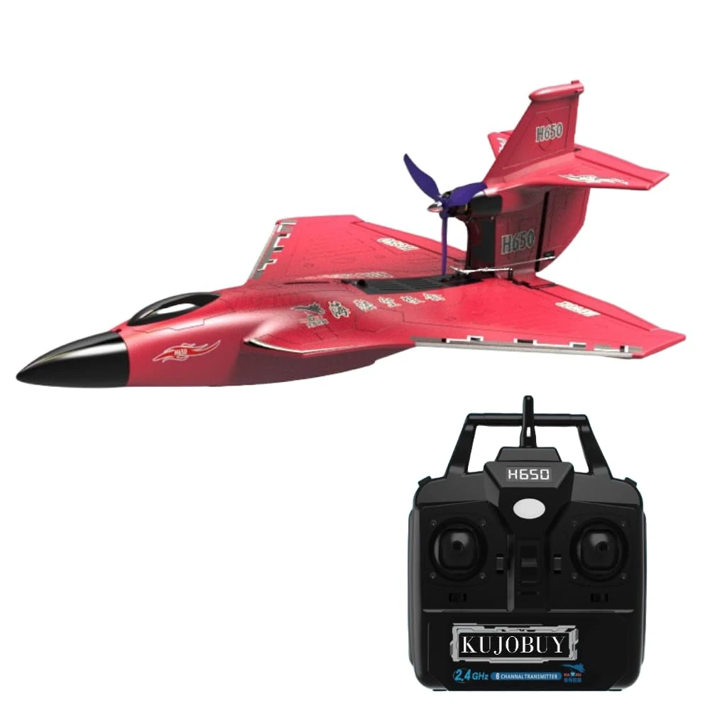 KUJOBUY Raptor H650 Sea Land Air 19 inch Wingspan 2.4GHz 6CH Smart Balance EPP RC Airplane Warbird Fighter Seaplane RTF, Sea-Land-Air RC Airplane RTF, Beginner-Friendly (Red)