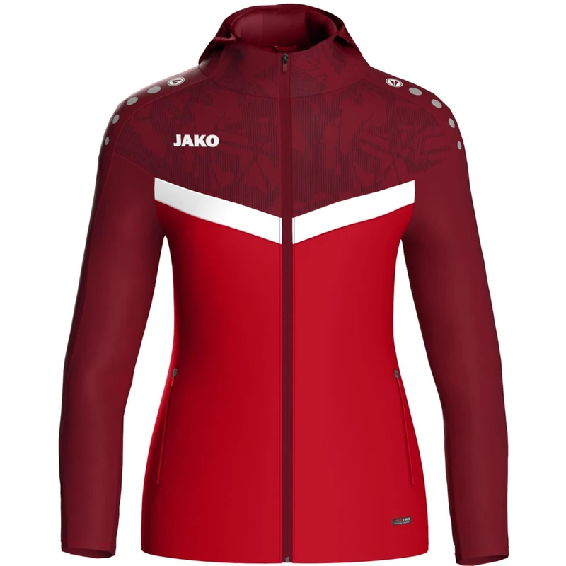 JAKO Iconic Women's Hooded Jacket Red/Wine Red - Image 1