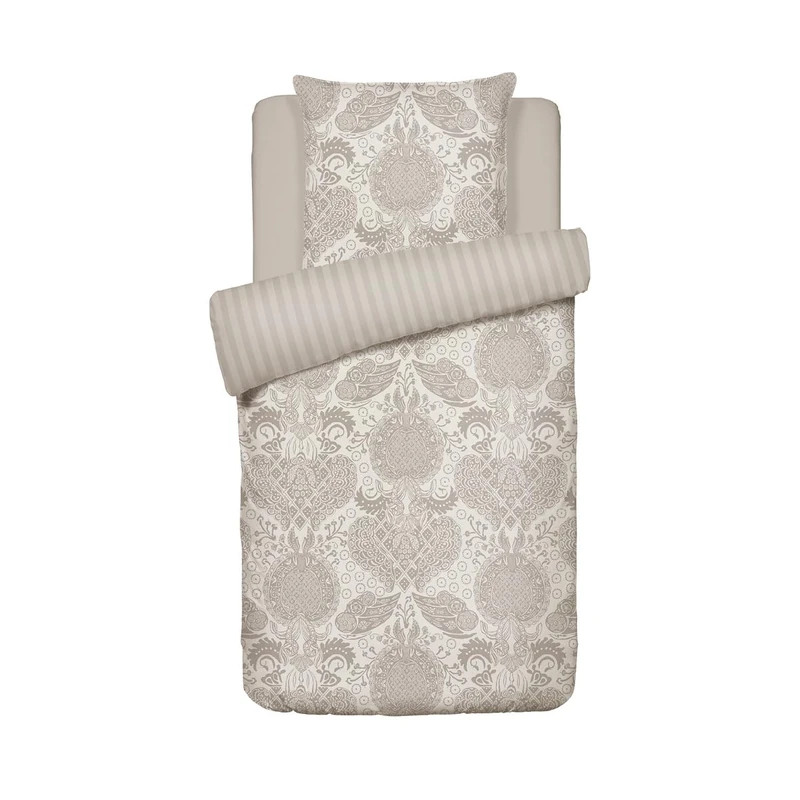 Pure Cotton - Duvet Cover Set + 1 Pillowcase - Cotton Satin Bed Linen - Bed Linen 140 x 220 cm + 50 x 70 cm - Arles, Taupe