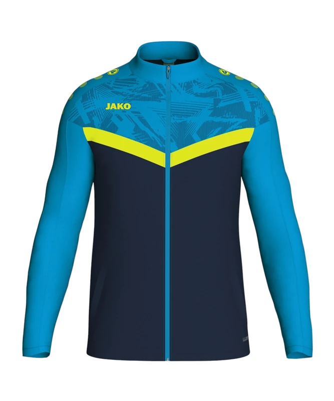 JAKO Unisex Children Polyesterjacke Iconic Sport Jacket, Marine Blau/Neongelb, 116 (EU)