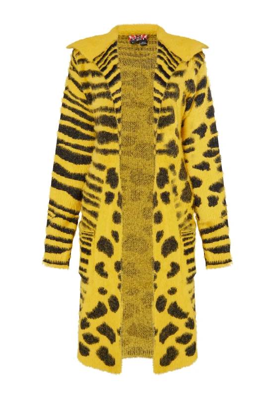 ROCKEASY Women's Knitted Cardigan, Dark Yellow, L