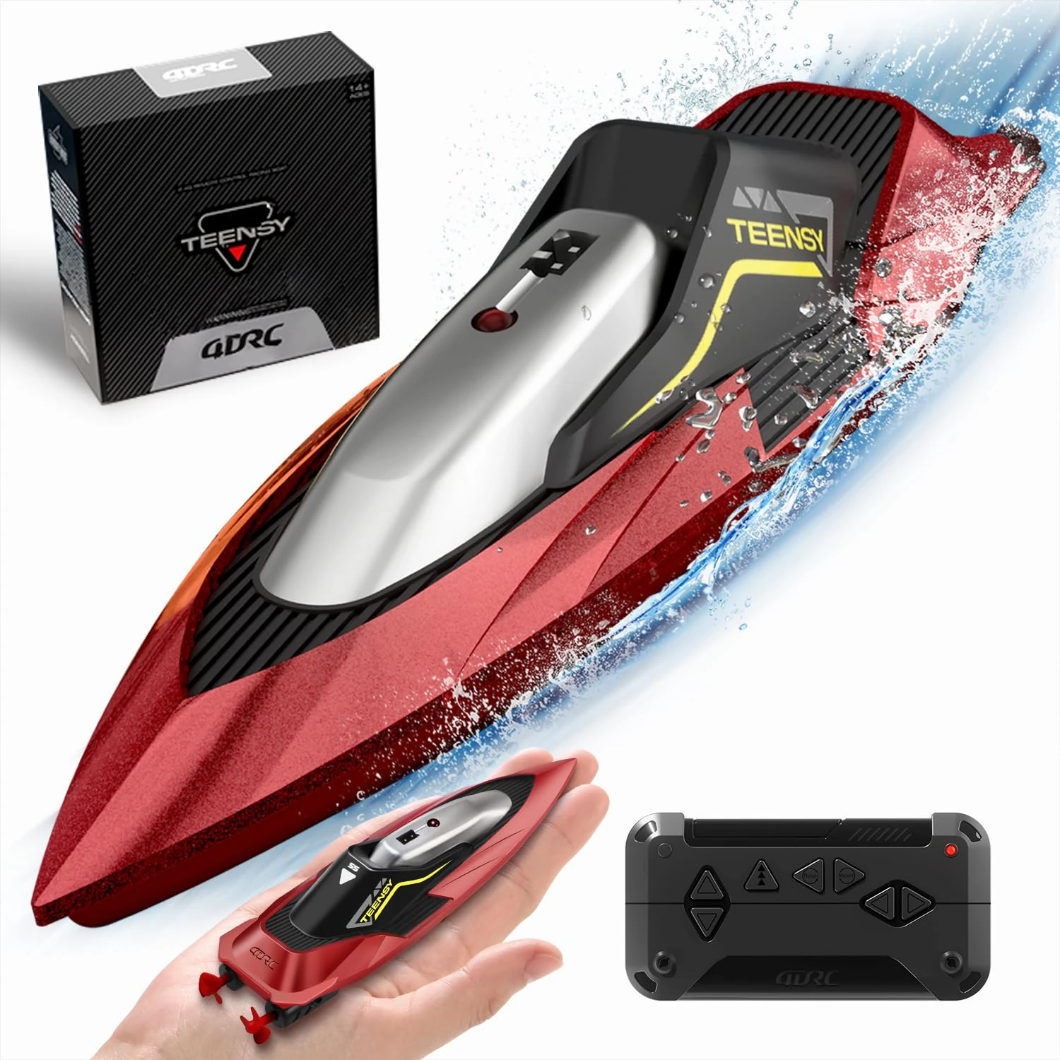 4DRC S5 Fast RC Boat for Pools and Lakes, 2.4 GHz 20+ MPH Racing Boats for Kids & Adults with Rechargeable Battery,Low Battery Alarm,Gifts for Boys Girls