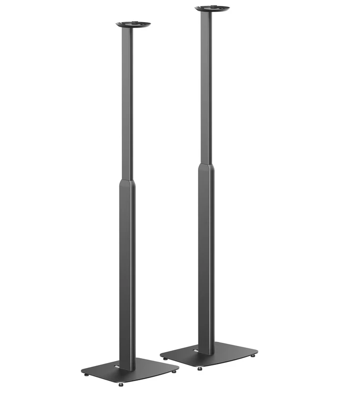 myWall Height-Adjustable Speaker Stands - HS43L, Set of 2, Alloy Steel, Black, Perfect Sound Alignment, Decoupling, Sonos Stand