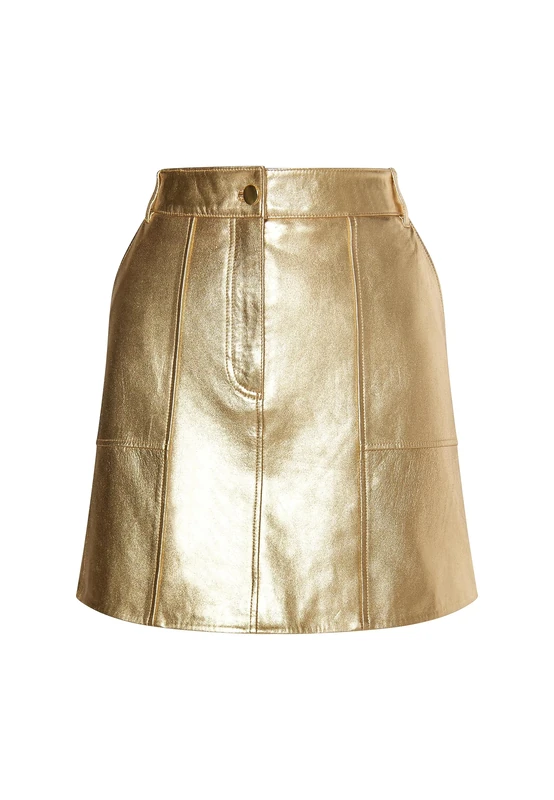 dulcey Women's Leather Skirt, Gold, M