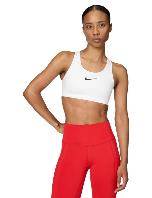 Nike DX6815-100 Swoosh High Support Sports Bra Women's White/White/Black Size LA-B