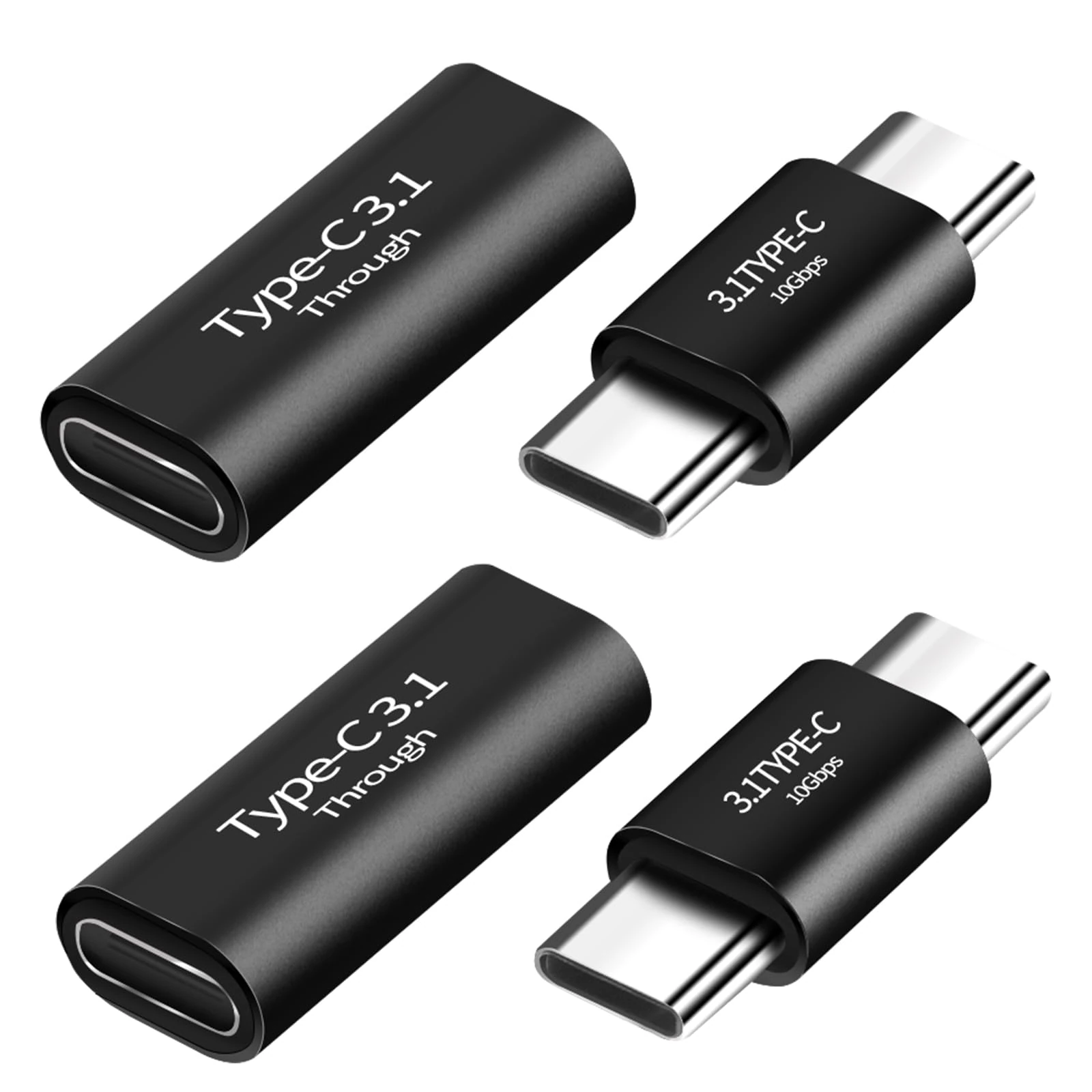 USB C 3.1 Female to Female and Male to Male Adapter 4-Pack Compatible with MacBook Pro, Tablet, Samsung Galaxy