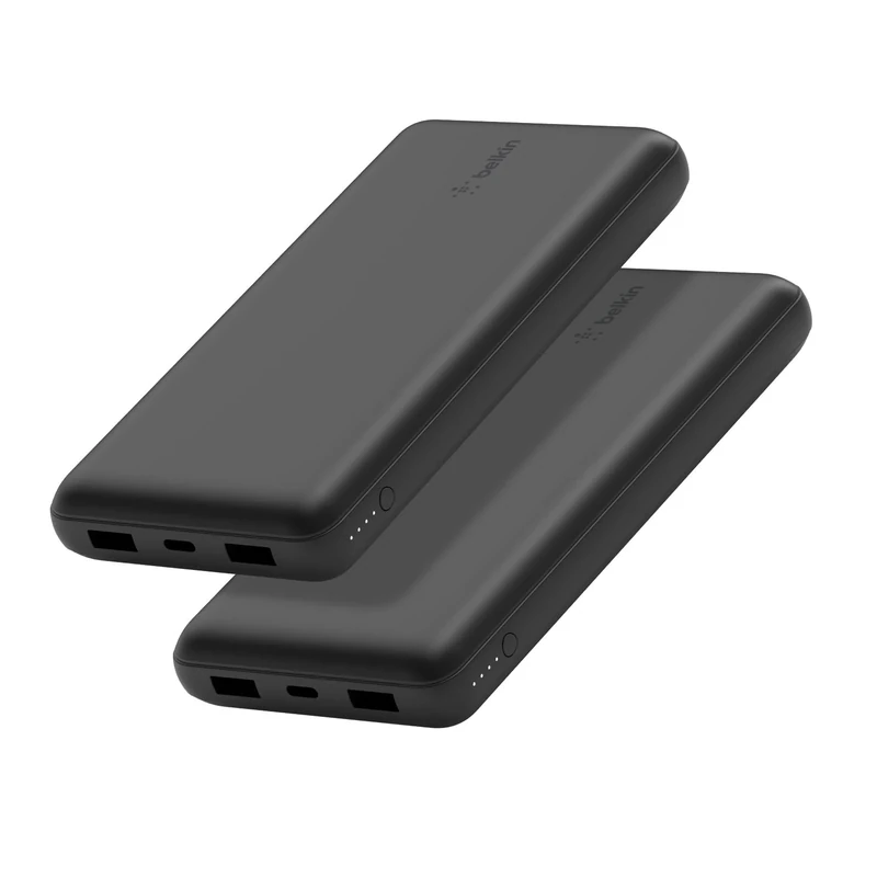 Belkin USB C Portable Charger 20000 mAh, 20K Power Bank with USB Type C Input Output Port and 2 USB A Ports with Included USB C to A Cable for iPhone, Galaxy, Pixel, iPad and More – Black - (2 Pack)
