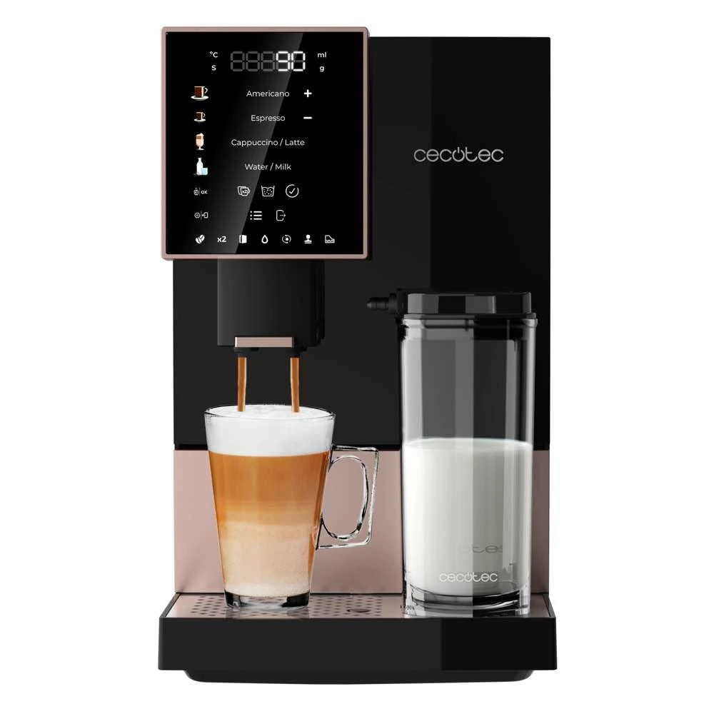 Cecotec Cremmaet Compactccino Black Rose Superautomatic Compact Coffee Machine. 1350W, 19 Bars and Thermoblock System