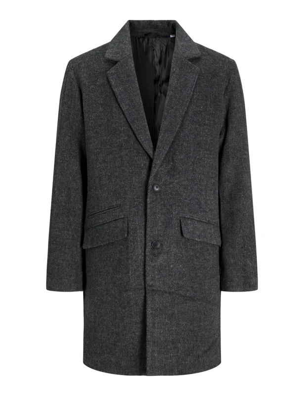 JACK & JONES Men's Jjhays Wool Blend Coat, Dark grey melange/detail: Herringbone, XXL