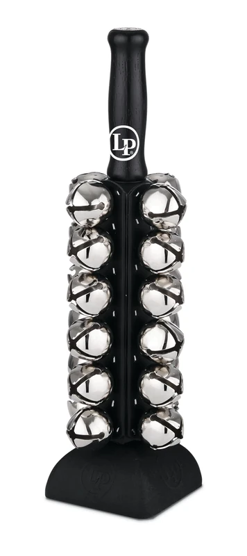 Latin Percussion Sleigh Bell, wooden handle 13.5’, 24 powerful-sounding bells, silicone foot, black/chrome LP3724