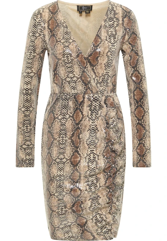 carato Women's Sequin Evening Dress, Beige, S