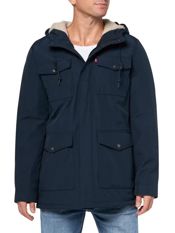 Levi's Men's Arctic Cloth Sherpa Lined Parka, Soft Touch Navy, L