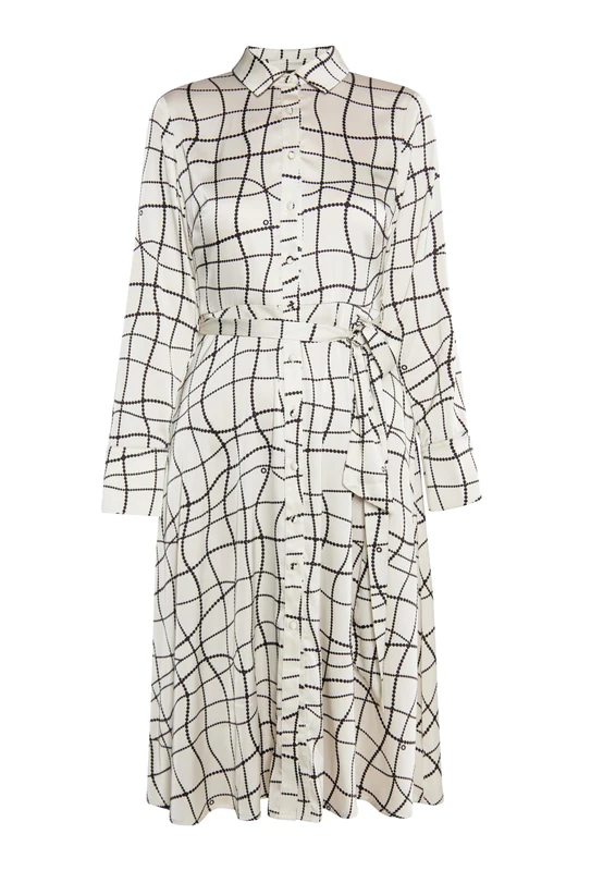 TILDEN Women's midi Dress, Wool White Black, XS - Image 1