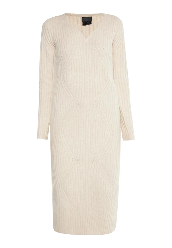NAEMI Women's Knit Dress, Light Beige, X XX-Large
