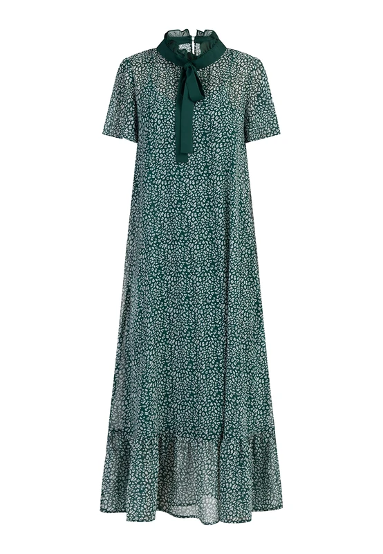 carato Women's Chiffon midi Dress, Green White, S