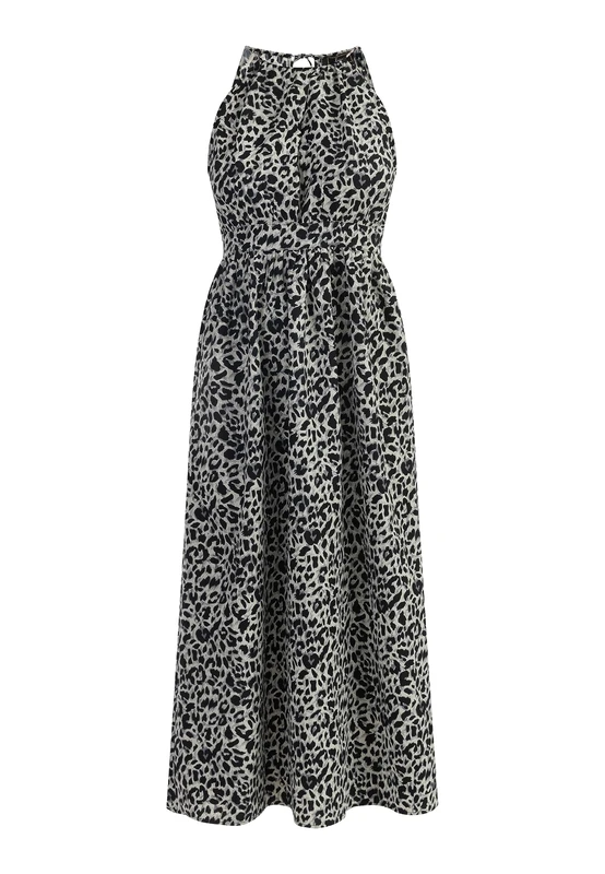 Tweek Women's Print Maxi Dress, Leopard Grey, M