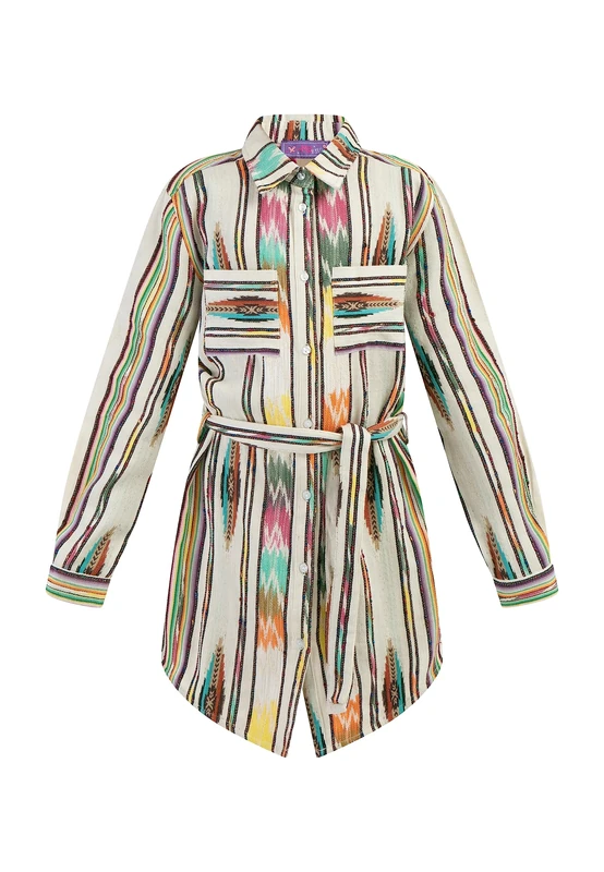 threezy Girl's Hemdblusenkleid Dress, Multi-Coloured inca Pattern, 116