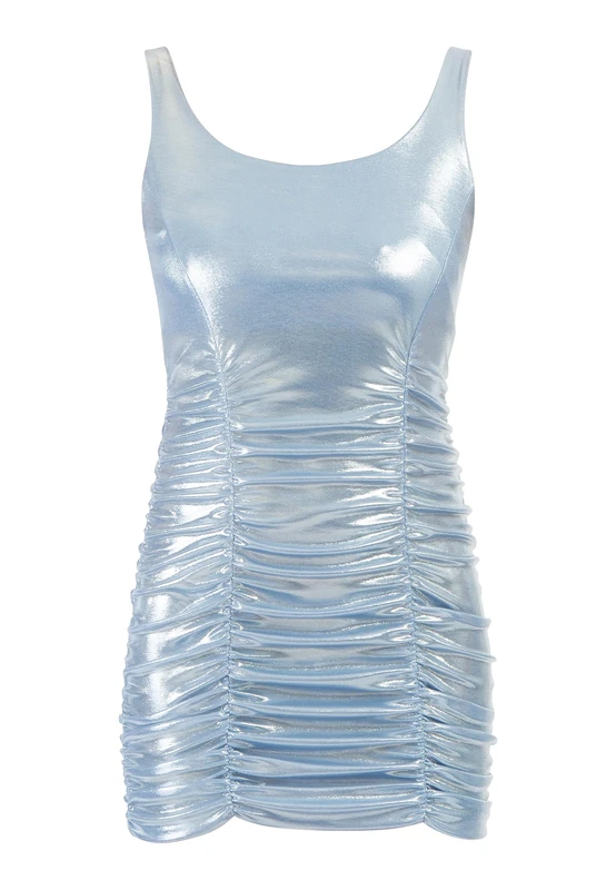 caissa Women's Knit Strappy Dress Mini, Blue Metallic, S