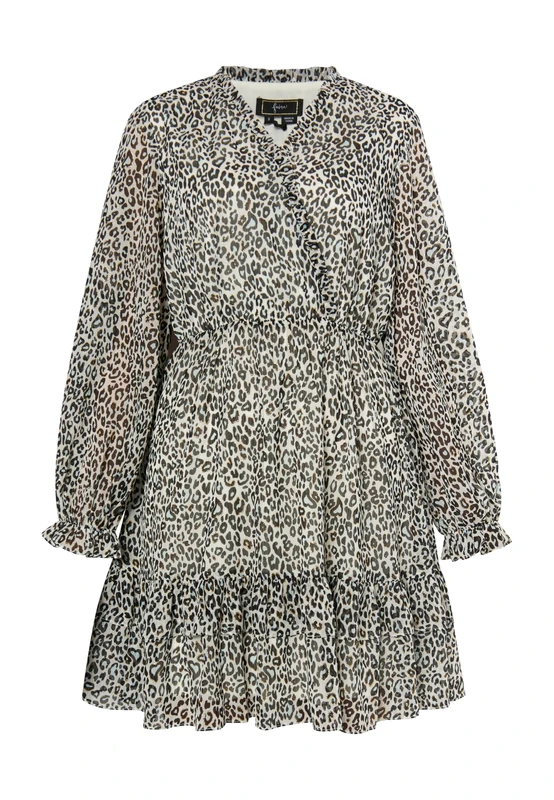 aleva Women's Leopard Print Mini Dress, White Multi-Coloured, S