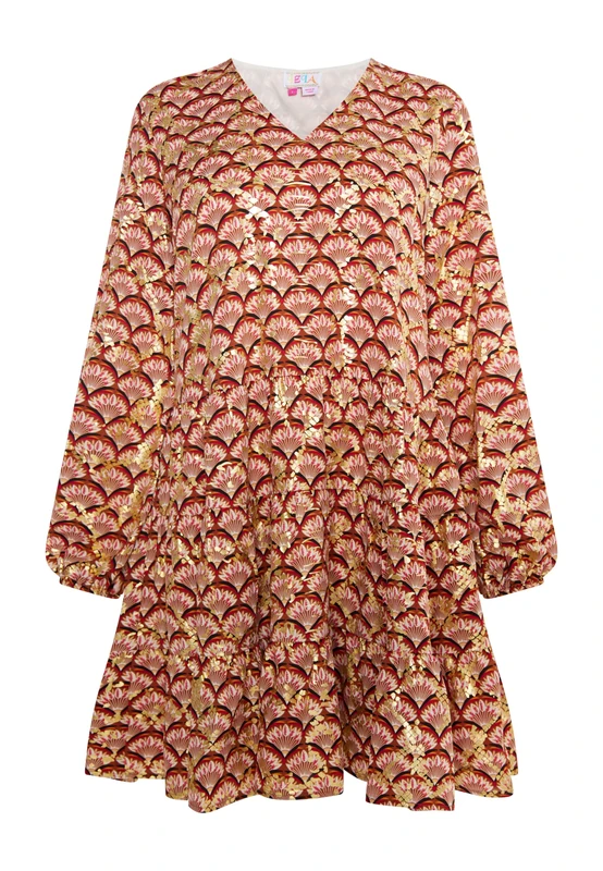 jopida Women's Dress, Camel Multicoloured, S