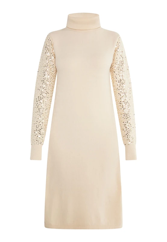 nolie Women's Knit Dress with Sequins, Cream, M-L