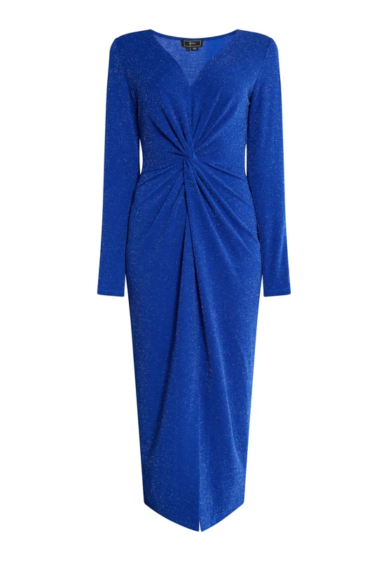 threezy Women's midi Dress with Glitter, Royal, S