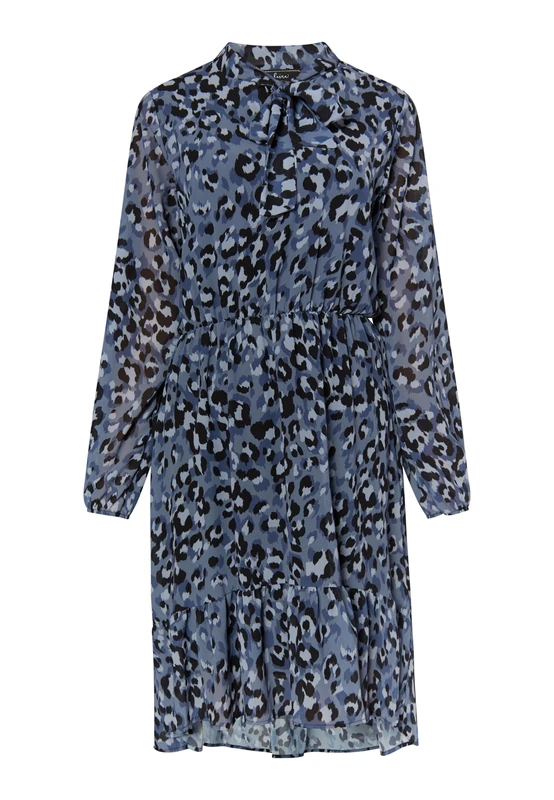 FENIA Women's Dress with Leopard Print, Grey Leo, L - Image 1