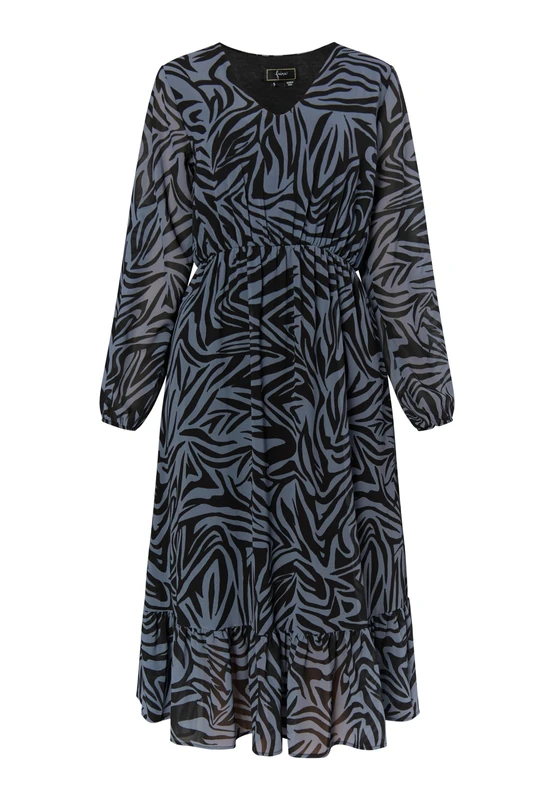 nolie Women's Dress with Zebra Print, Grey Black, L