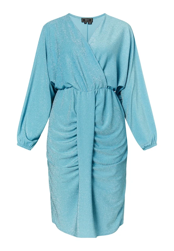 SASHIMA Women's Evening Dress with Shiny Yarn, Aqua, S