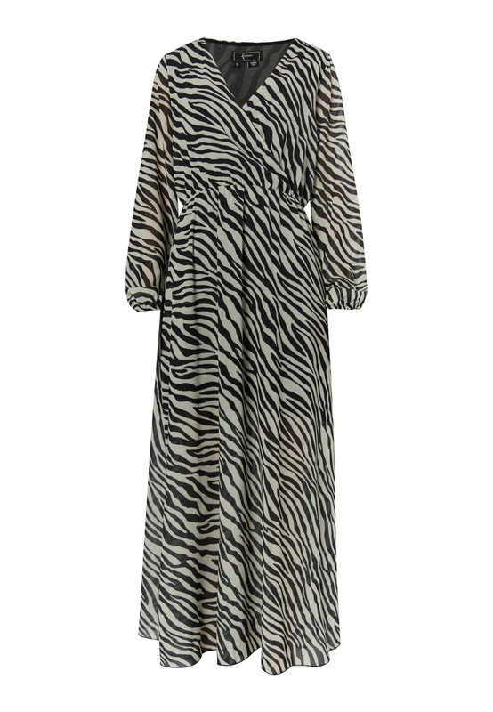 LYNNEA Women's Kleid mit Zebra-Print Dress, White Black, S
