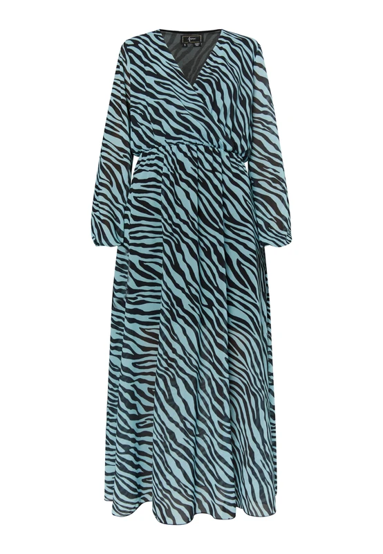 dulcey Women's Kleid mit Zebra-Print Dress, Light Blue, Black, S