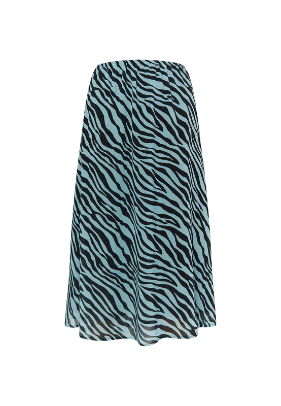 SHANTE Women's Skirt with Zebra Print Dress, Light Blue, Black, L
