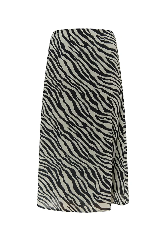 caissa Women's Skirt with Zebra Print Dress, White Black, S