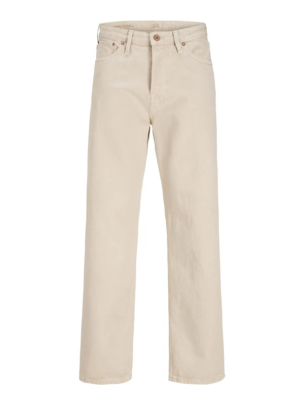 JACK & JONES Male Men's Loose Fit Jeans, Stonewash, High Rise, Classic Closure, Comfortable and Durable, Moonbeam, 27W x 32L