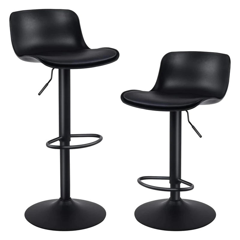 YOUNIKE Set of 2 Industrial Modern Adjustable Swivel Metal Swivel Bar Stools