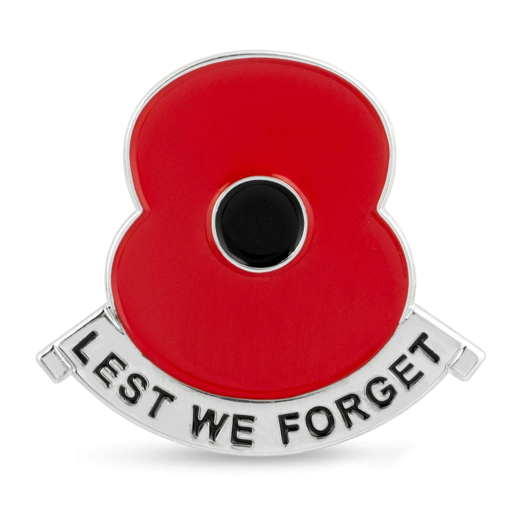 Official Royal British Legion Lest We Forget Poppy Scroll Pin