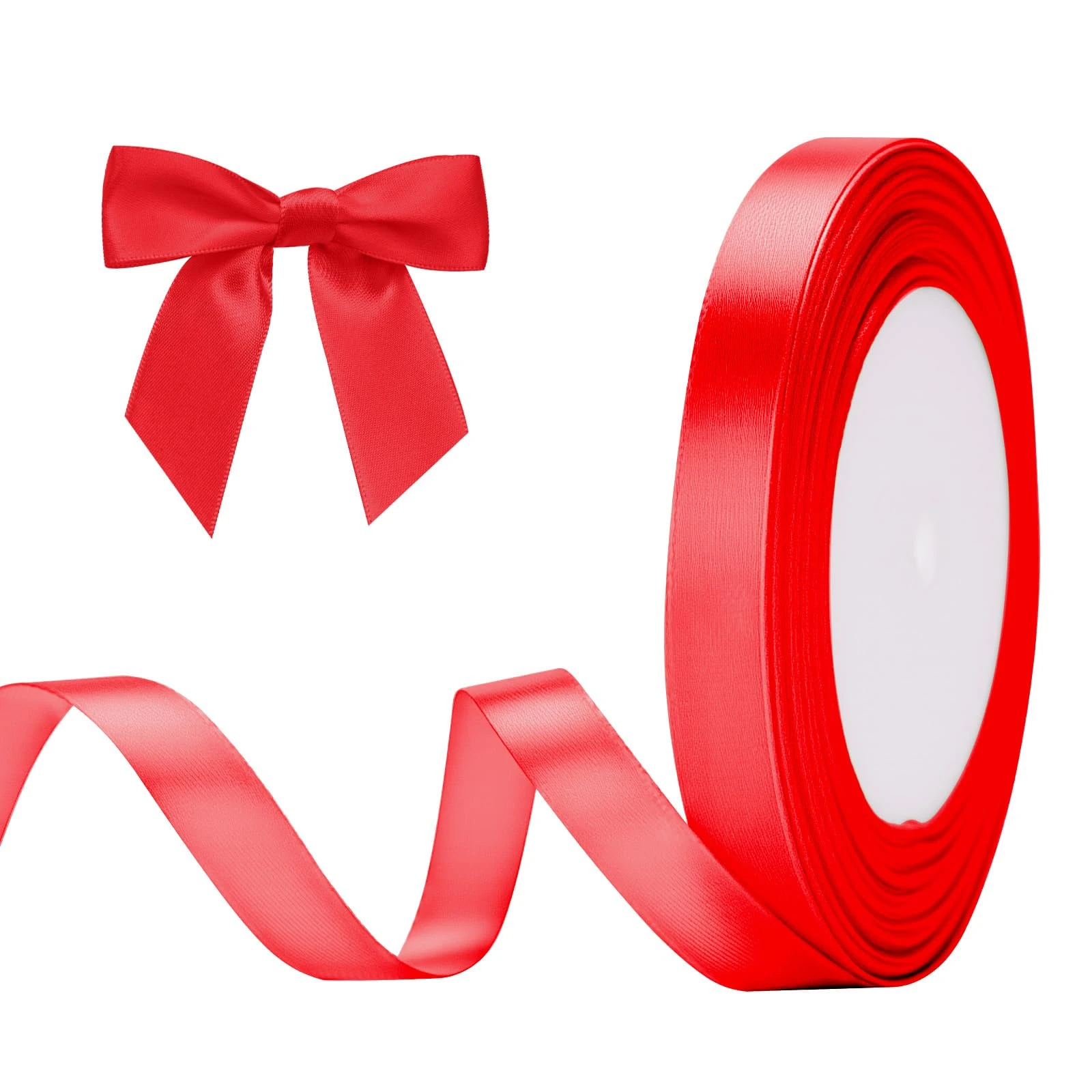 G2PLUS Red Stain Ribbons, 10mm Gift Wrap Ribbon, 22M Ribbons for Gift Wrapping, Christmas Day Decorative Ribbon, Thick Fabric Ribbon, Gift Wrapping Ribbon for Crafting, Wedding Party Decoration