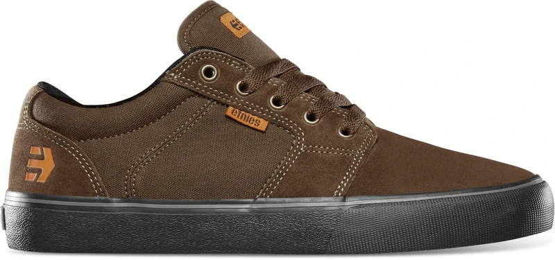 Etnies Barge LS – Classic Skate Look, Slim Vulcanized Silhoutte, Hefty Armored Collar, Reinforced Vulc, Cushioned Fit, Everyday Sneakers Brown Black