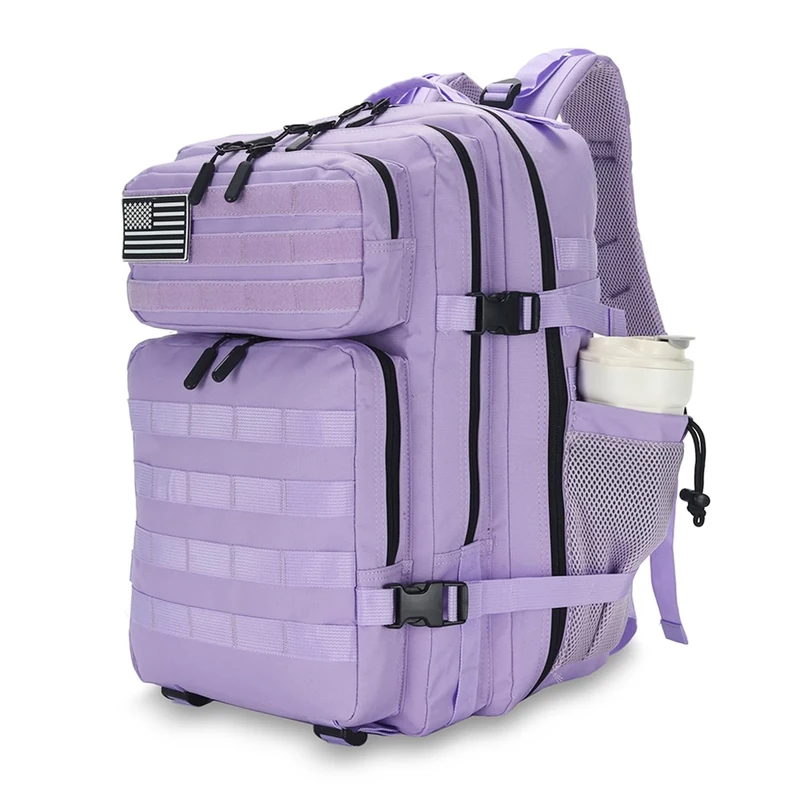 Lovelinks21 25L Tactical Backpack Waterproof Military Backpack for Men and Women Assault Pack Small Velcro Travel Backpack, Light Purple, Daypack Backpacks
