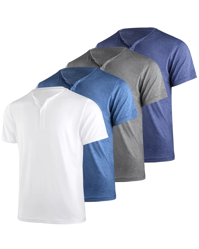 Liloak Henley T Shirt Mens 3 Pack,4 Pack Short Sleeve Henley Shirt,3 Button Tee Shirts Multipack