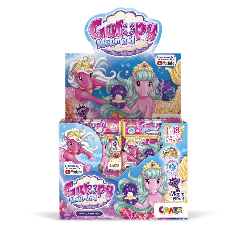 Galupy Mermaid Unicorn Toy Set – Treasure Chest Display with 20 Collectible Figures with Mermaid Tail – Magical Girls Toys and Fairy Gifts for Children’s Birthday Presents