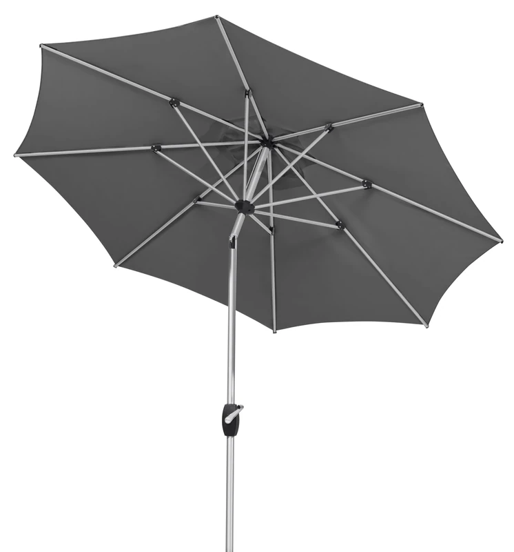 Schneider Venice Green Style Parasol 270 cm Round 726-15 Aluminium Frame 100% Recycled PET 5.3 kg, charcoal, Groß, Modern