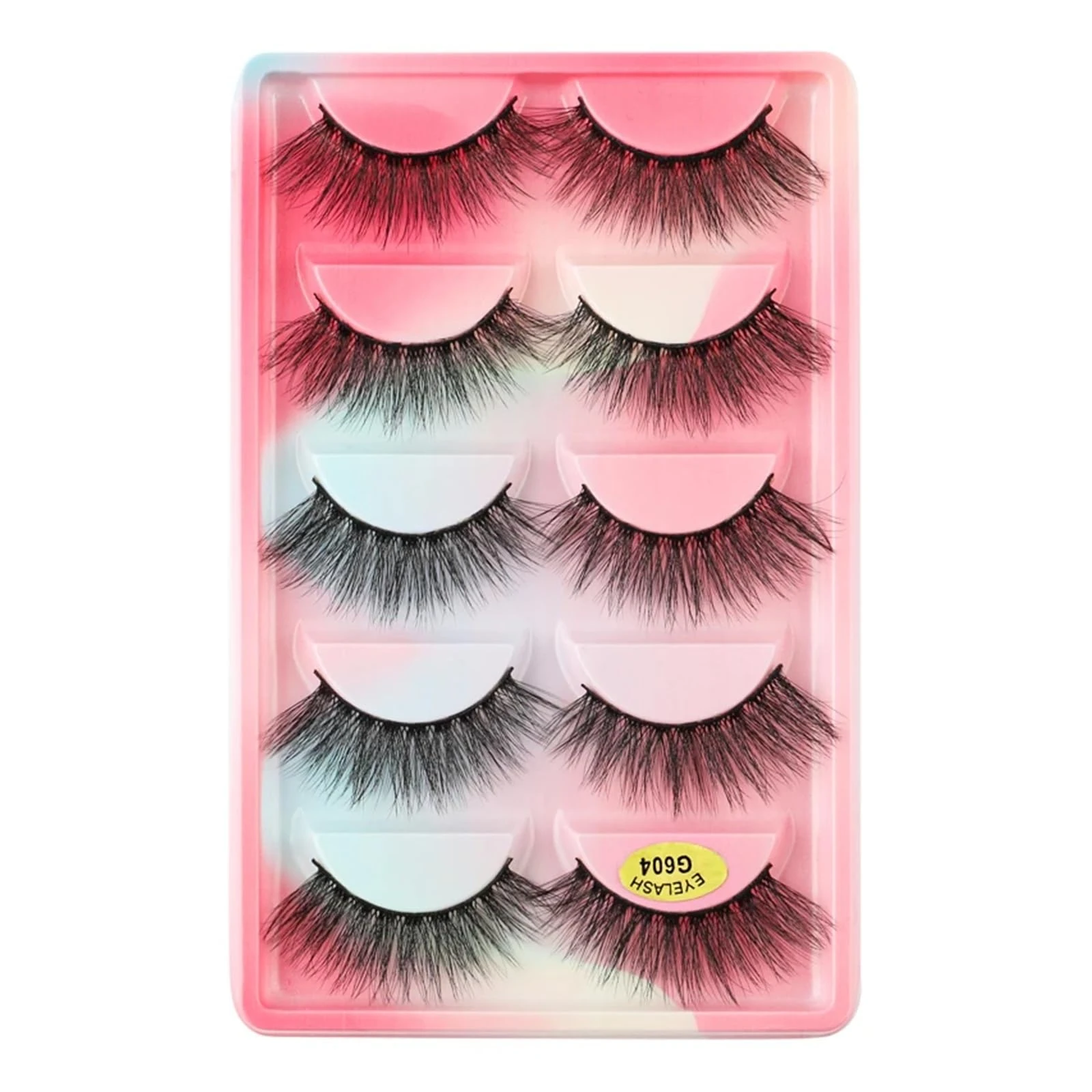 UAMOU 2/50/100 boxes mink eyelashes false eyelashes 3D natural Faux Eyelashes Soft Eyelash Extension Makeup G600 Cheerfully (Color : 5 Pairs G604CS, Size : 100 Boxes)