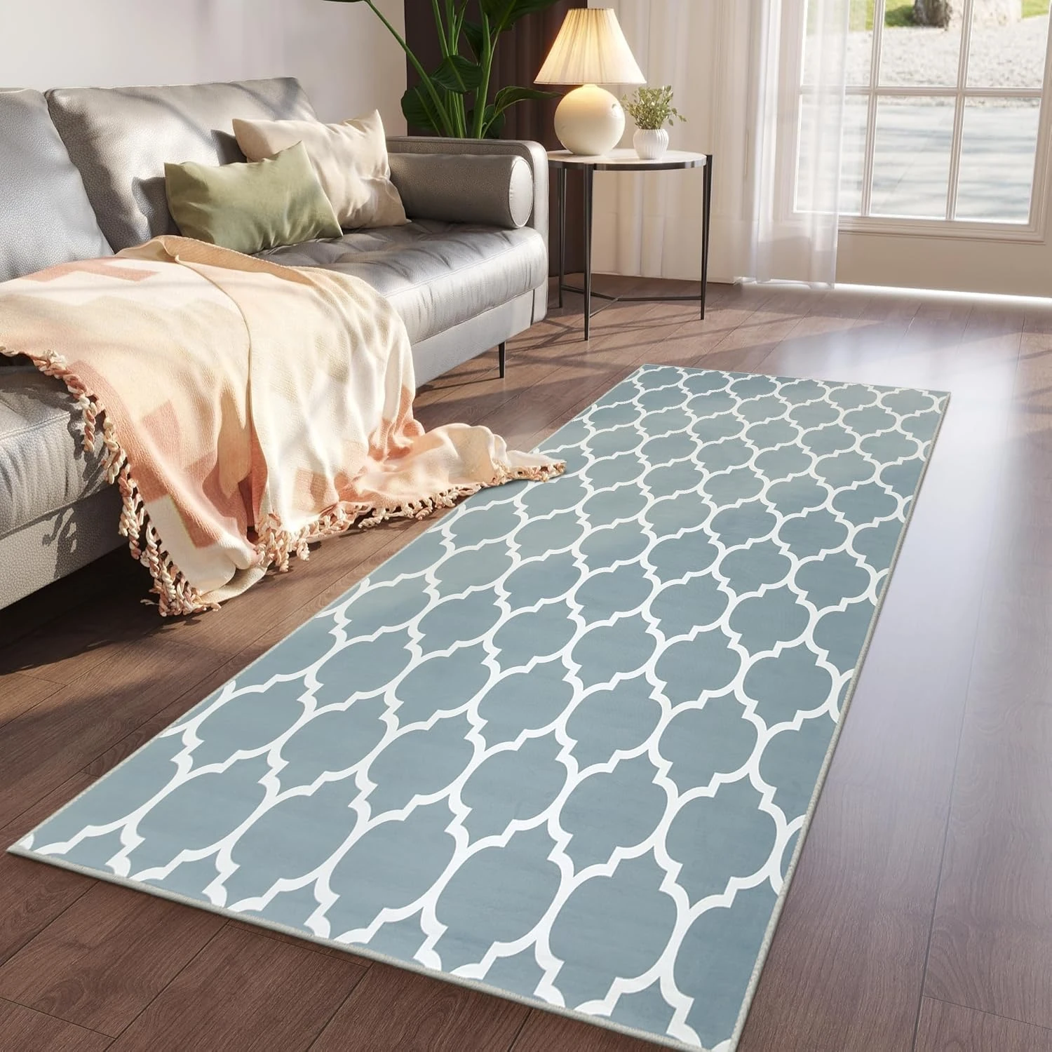Imperial Rooms Area Rugs Living Room - Runner Rugs for Hallway - Geometric Trellis Style Non Shedding Modern Floor Carpet Soft Touch Hallway Runner Carpet Easy to Clean (60 x 220Cm, Ava)