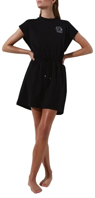 KARL LAGERFELD Women's Ikonik 2.0 Beach Dress, Black, M