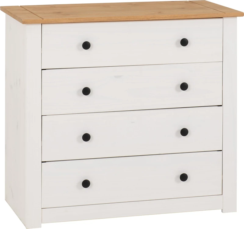 Seconique Chest of Drawers, Engineered Wood, White/Natural Wax, W 800mm x D 405mm x H 730mm