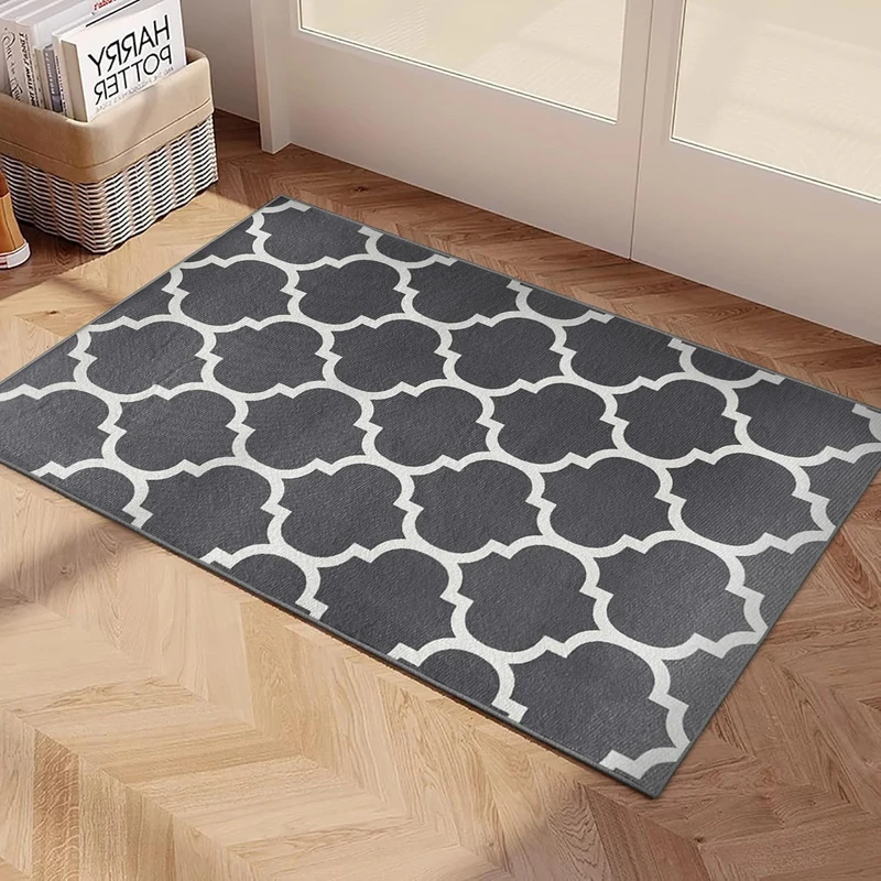 Imperial Rooms Area Rugs Living Room - Rugs for Bedroom Modern Floor Carpet Trellis Style Non Shedding Durable Super Soft Ava Grey Small Rug (40 x 60Cm)