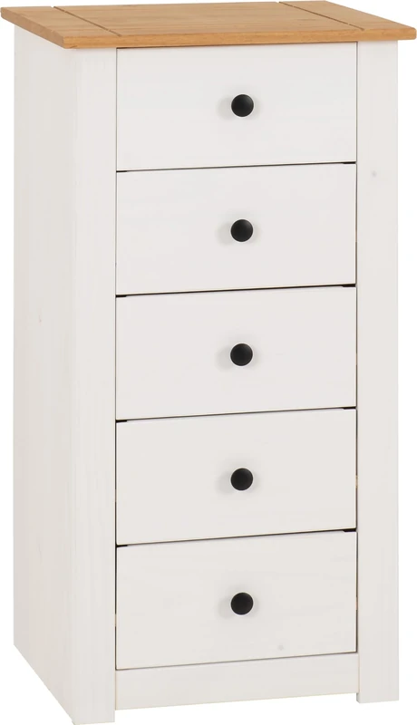 Seconique Chest of Drawers, Engineered Wood, White/Natural Wax, W 460mm x D 440mm x H 895mm